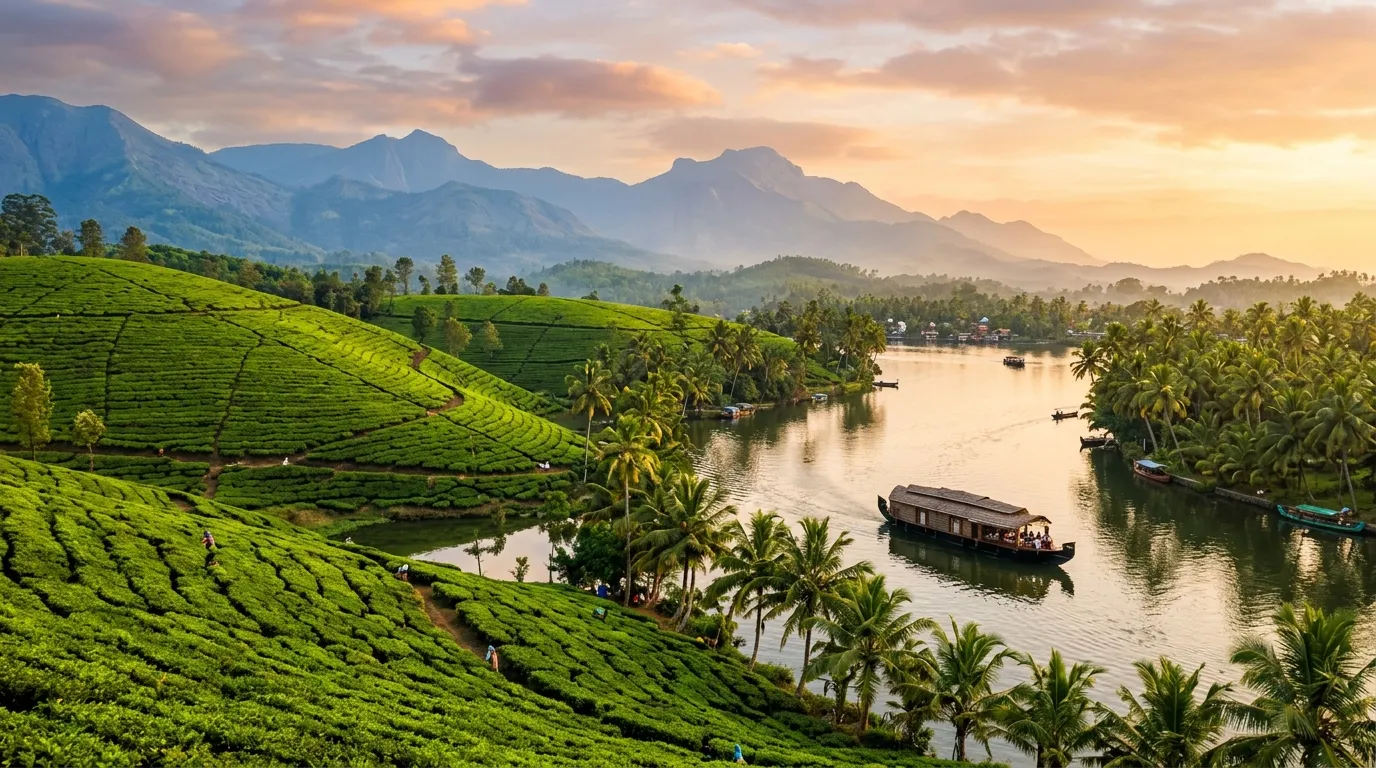 7 Days Kerala Journey - Munnar Tea Hills & Alleppey Houseboat